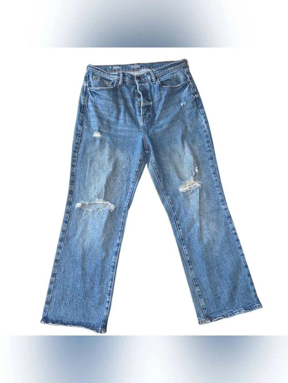 Anna Women’s Blue Straight Leg Distressed Jeans